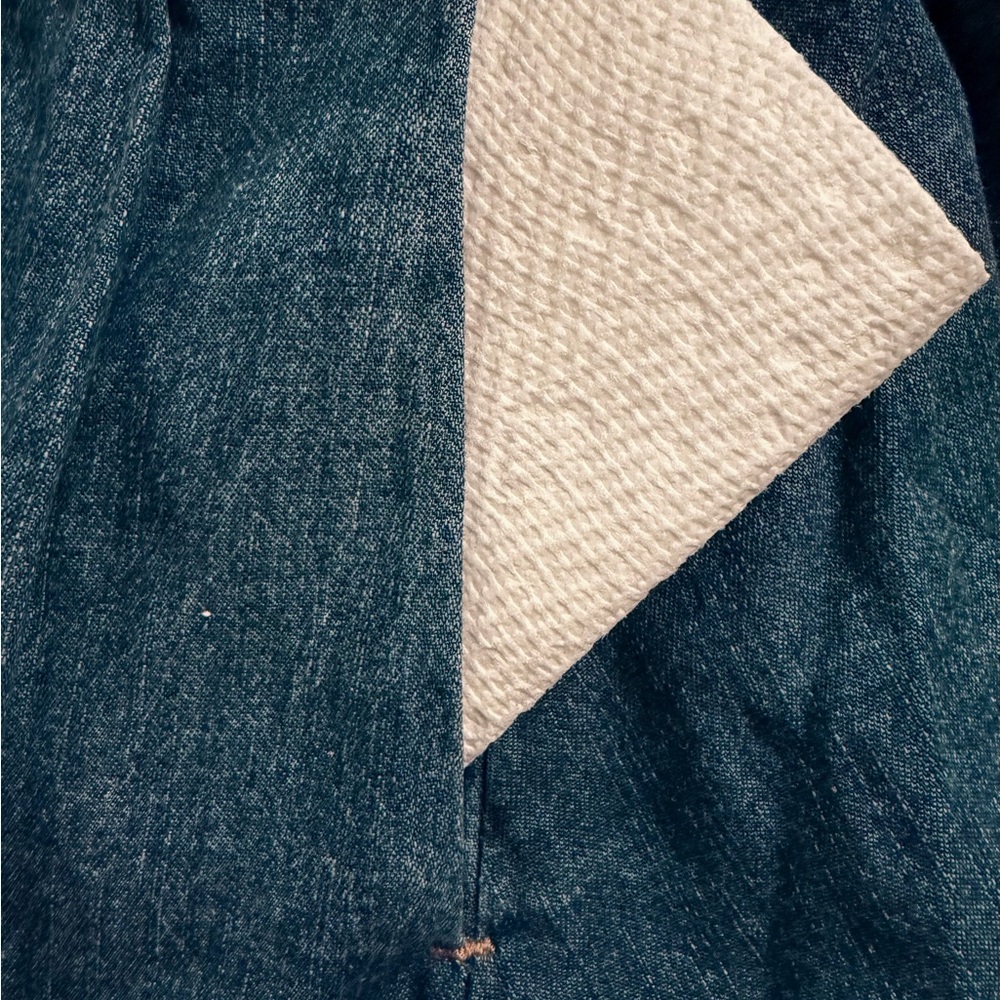 eShakti NEW Custom Shirtdress. Blue Denim,Pleated Pocketed Skirt, Sash, Sz 16W - Picture 7 of 16